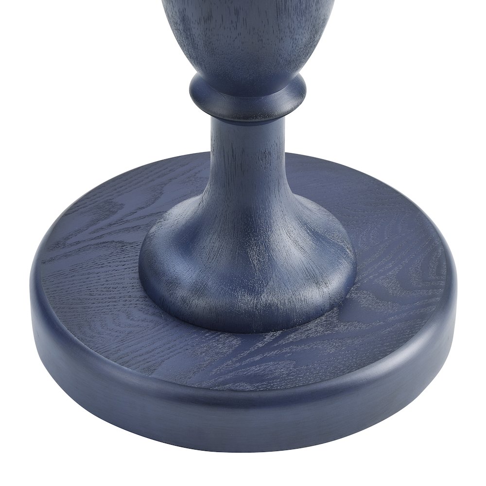 Solmere 22" Round Wood Pedestal End Table, Blue. Picture 7