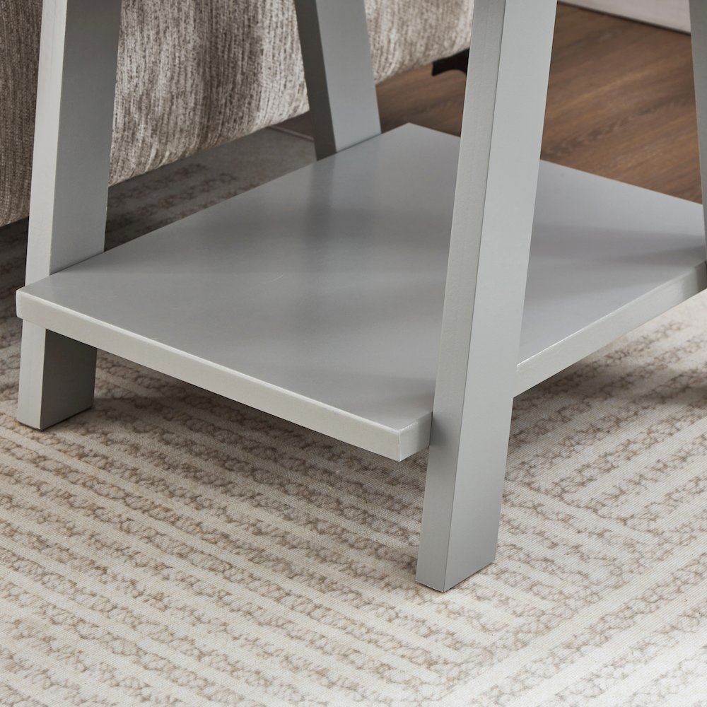 Athens Contemporary Wood Shelf End Table in Gray. Picture 6