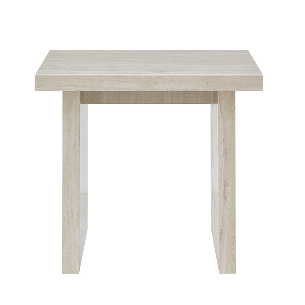 Cavira Modern Faux Marble Living Room End Table, Beige. Picture 8