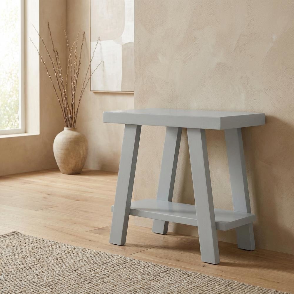 Grey, Side Table, Open Shelf, Quality Build, Durable Wood Frame. Picture 2
