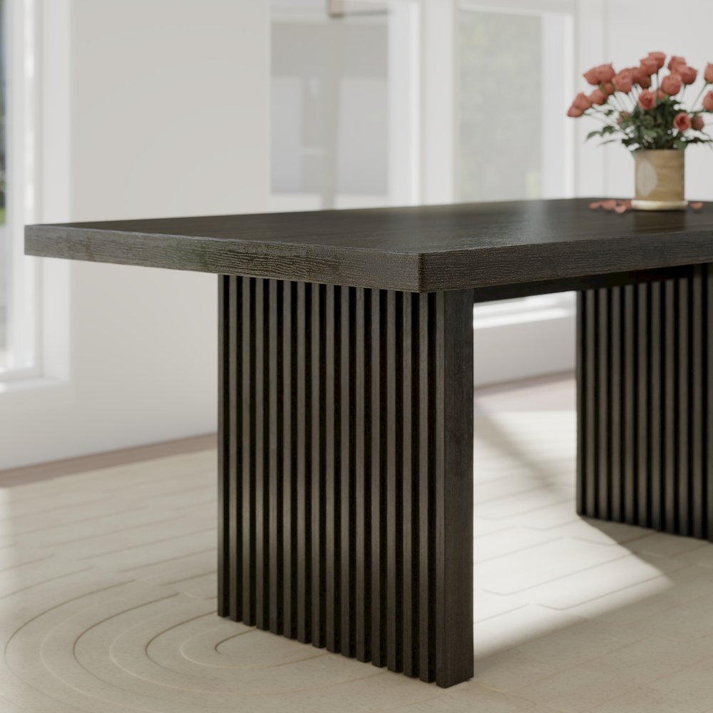 Madison 7-Piece Dining Set, Slat-Fluted Dining Table with 6 Chairs, Chocolate. Picture 8