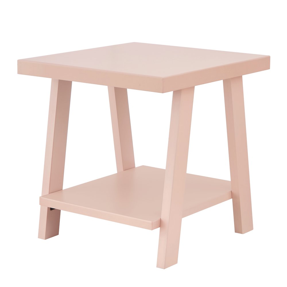 Athens Contemporary Wood Shelf End Table in Pink. Picture 1