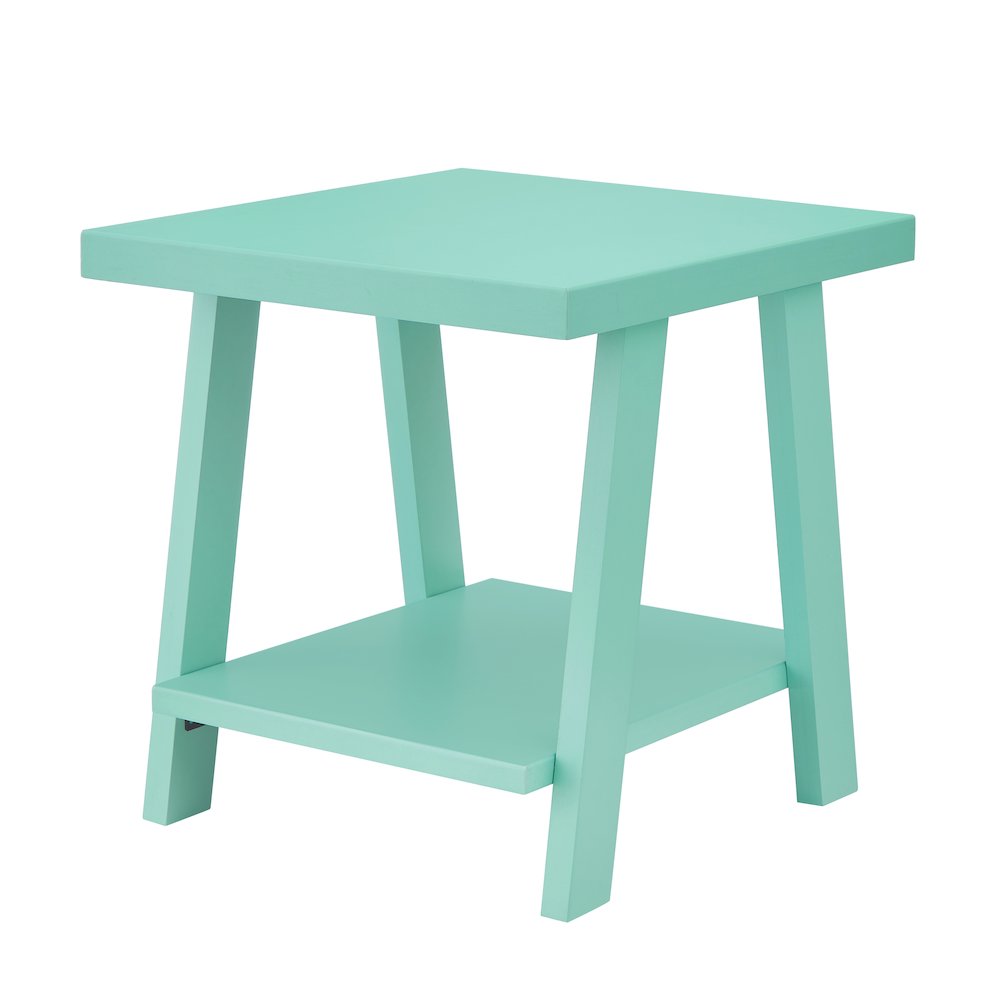 Athens Contemporary Wood Shelf End Table in Teal. Picture 1