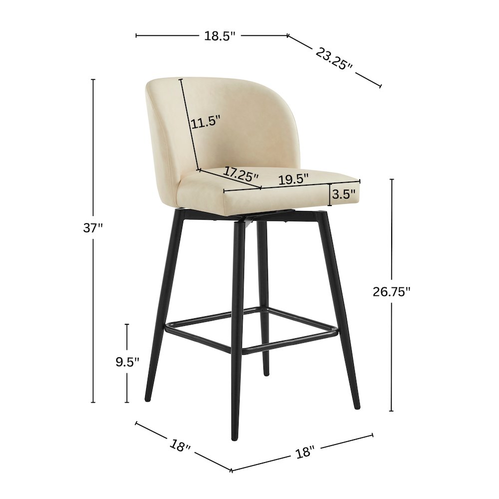 Rhythm Upholstered Counter Height Stool, 360° Swivel, Set of 2, Beige. Picture 10