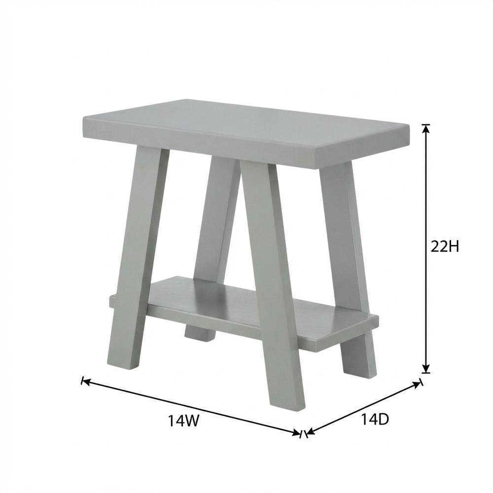 Grey, Side Table, Open Shelf, Quality Build, Durable Wood Frame. Picture 7