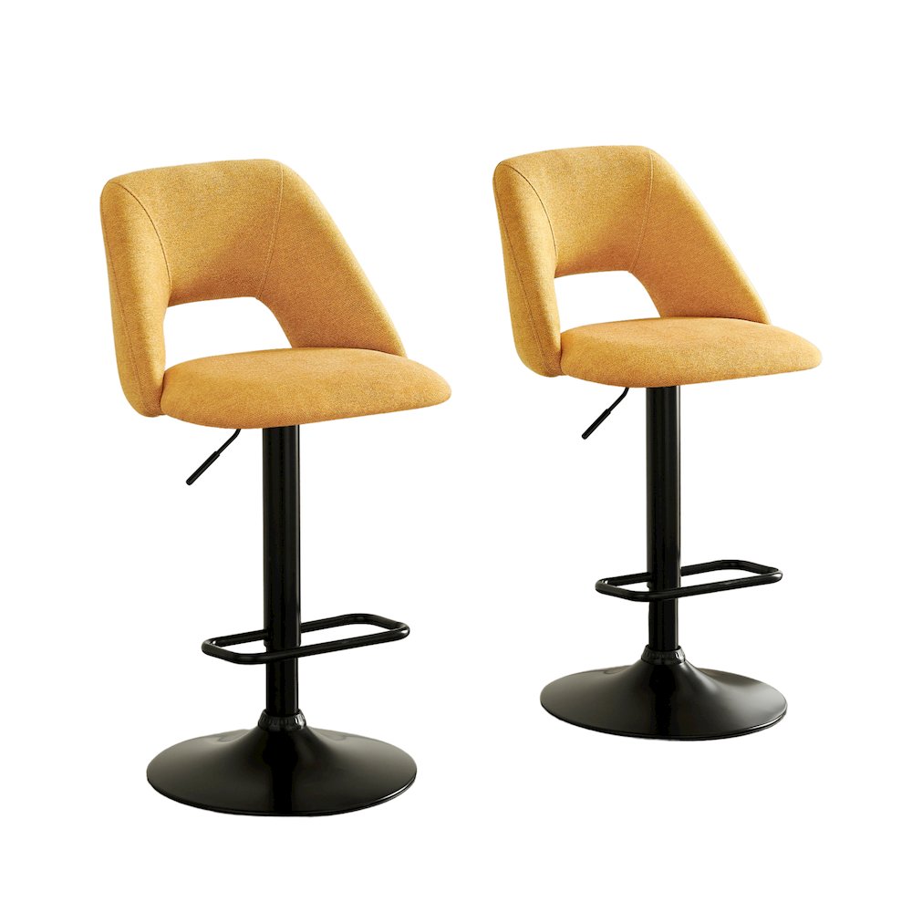 Nuvia Contemporary Adjustable Barstool with Upholstered Swivel Seats, Set of 2. Picture 1