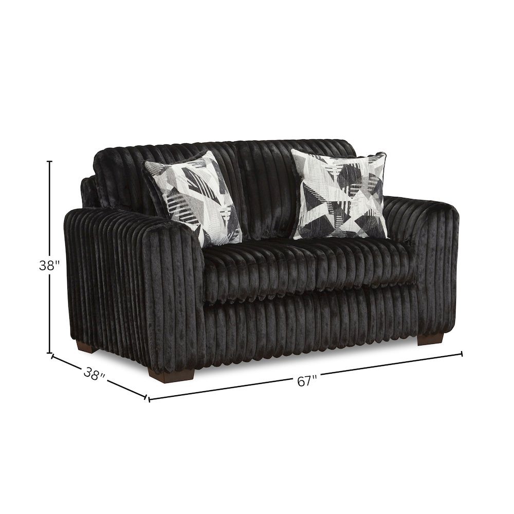 Nolan Contemporary Upholstered Loveseat, Lush Black. Picture 11