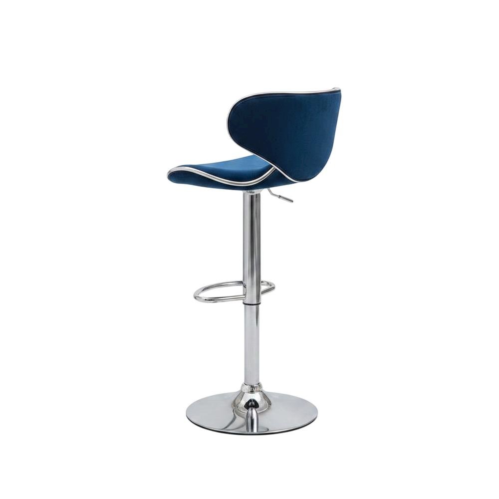 Blue Velvet Upholstered Adjustable Swivel Barstool, Set of 2 with Modern Design. Picture 4