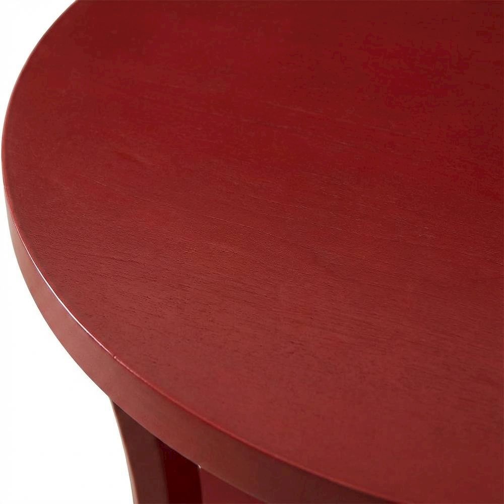 Red round end table with shelf for versatile living spaces. Picture 5