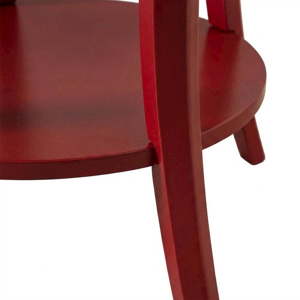 Red round end table with shelf for versatile living spaces. Picture 6