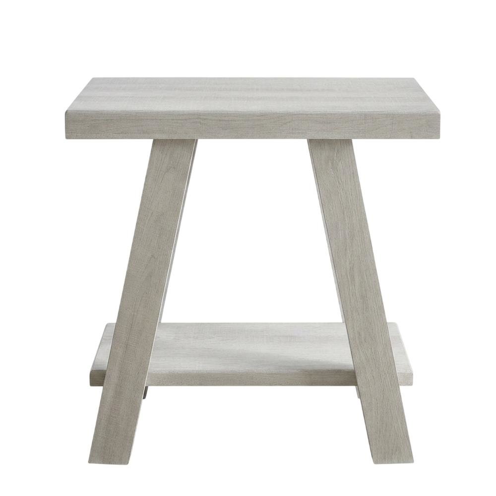 White, Side Table, Open Shelf, Quality Build, Durable Wood Frame. Picture 4