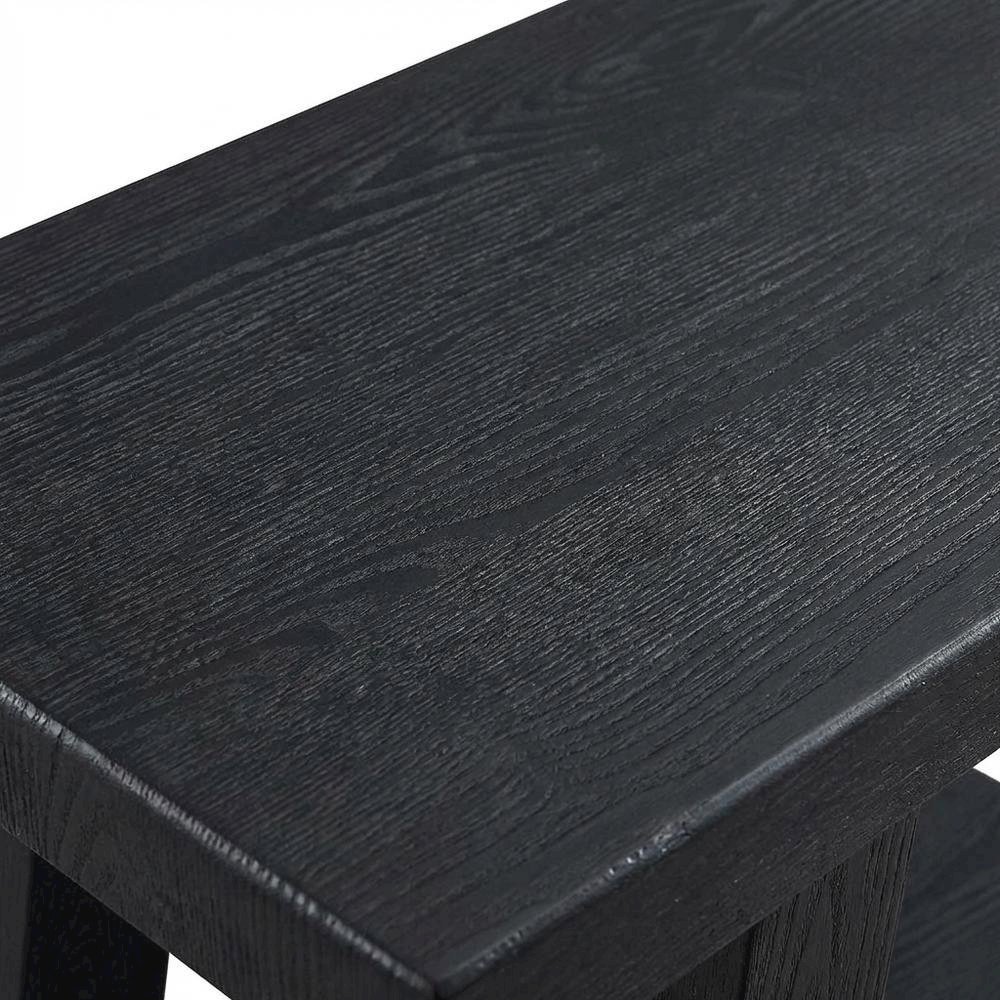 Black, Side Table, Open Shelf, Quality Build, Durable Wood Frame. Picture 5