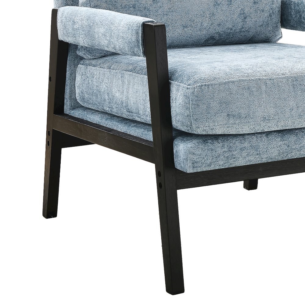 Kelly Mid-Century Modern Chenille Upholstered Accent Armchair, Blue. Picture 7