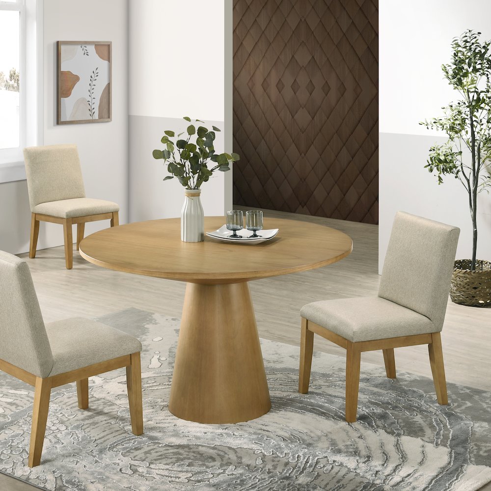 Rocco Contemporary Dining Set, Round Pedestal Table with 4 Chairs. Picture 6