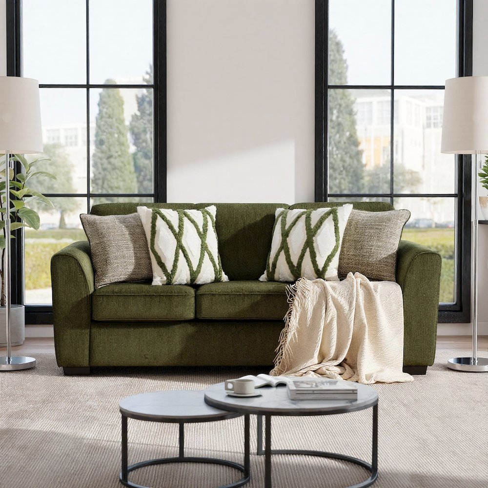 Marvella Living Room Sofa and Loveseat Set, Chenille Upholstery, Accent Pillows. Picture 5