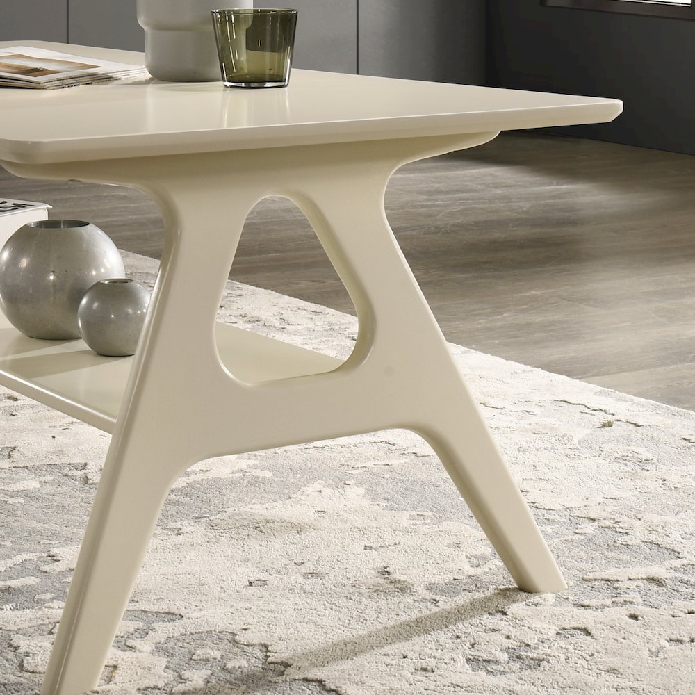 Arona Mid-Century Modern Wood Shelf End Table, Off-White Finish. Picture 5