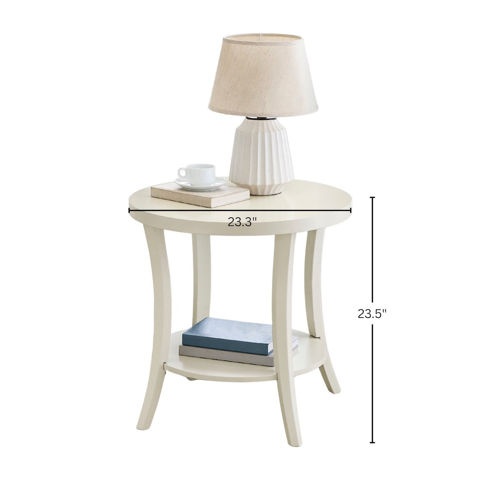 Perth Round End Table with Shelf, Ivory. Picture 9