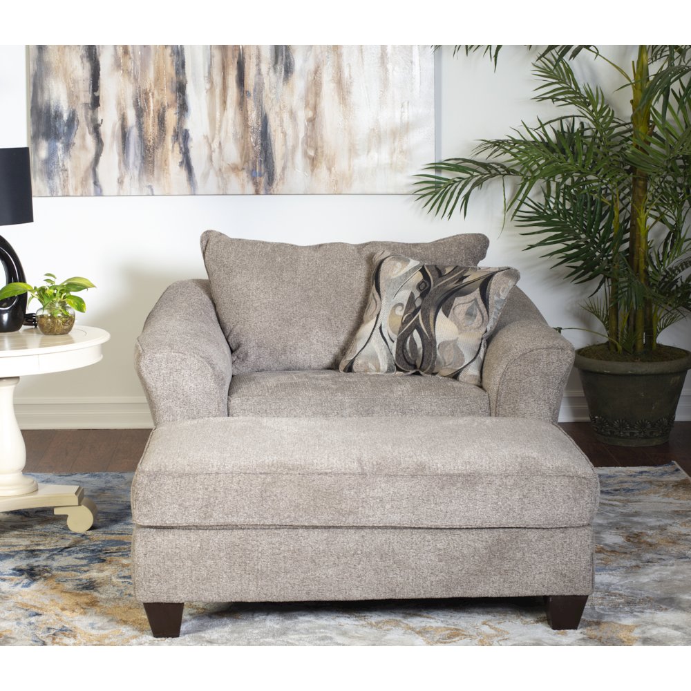 Camero Platinum Fabric Accent Chair and Ottoman Set. Picture 4