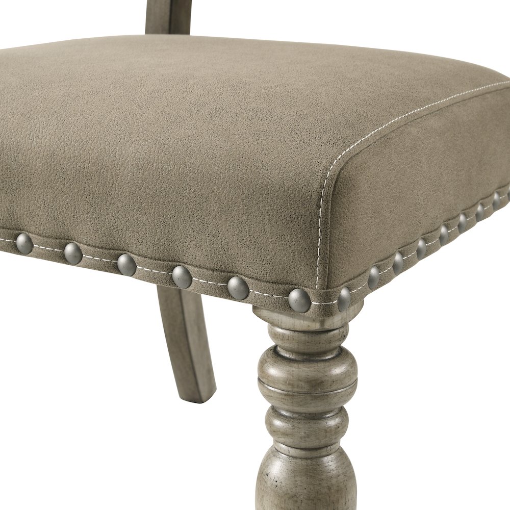 Birmingham 7-Piece Extendable Table with Nailhead Chairs Dining Set, Driftwood. Picture 15