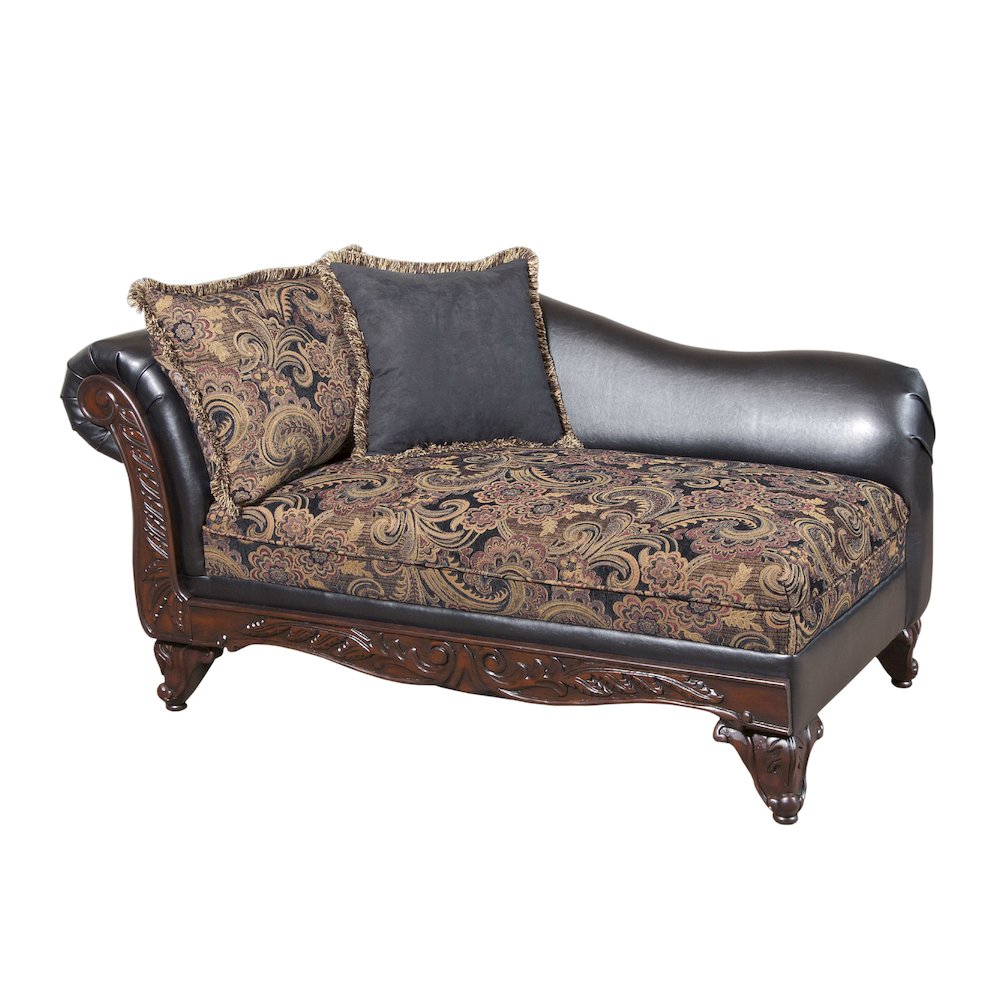 San Marino 2-Tone Chocolate Microfiber Chaise, Made in USA. Picture 1