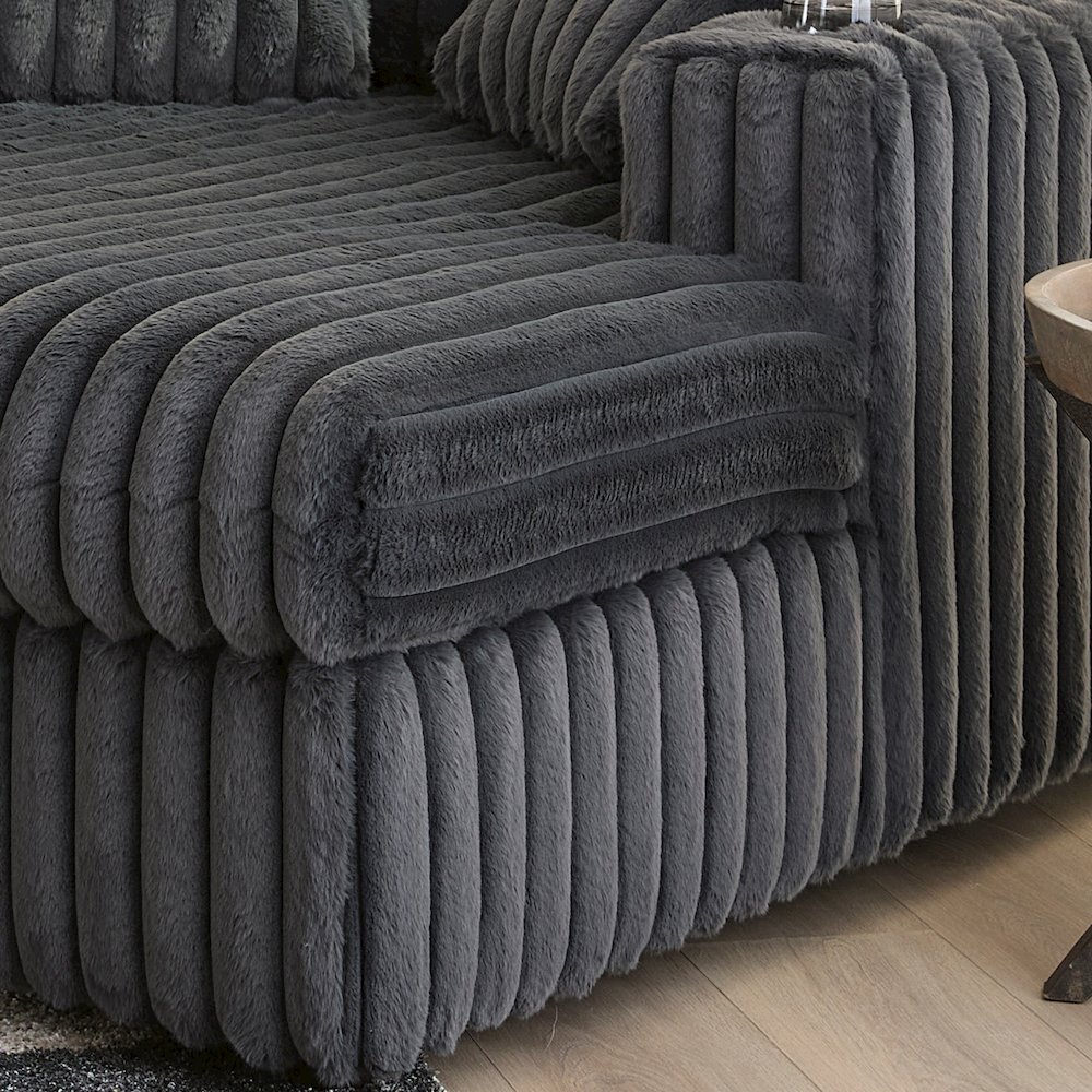 Belvoir Oversized Cuddle Chaise, with Cup Holders, Charcoal. Picture 5
