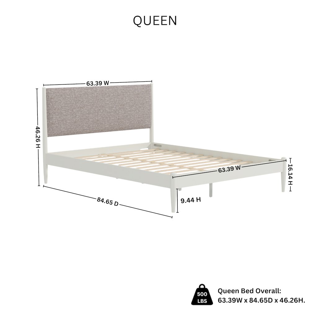 Feeney Rubberwood Platform Bed, Cream White, Queen. Picture 10