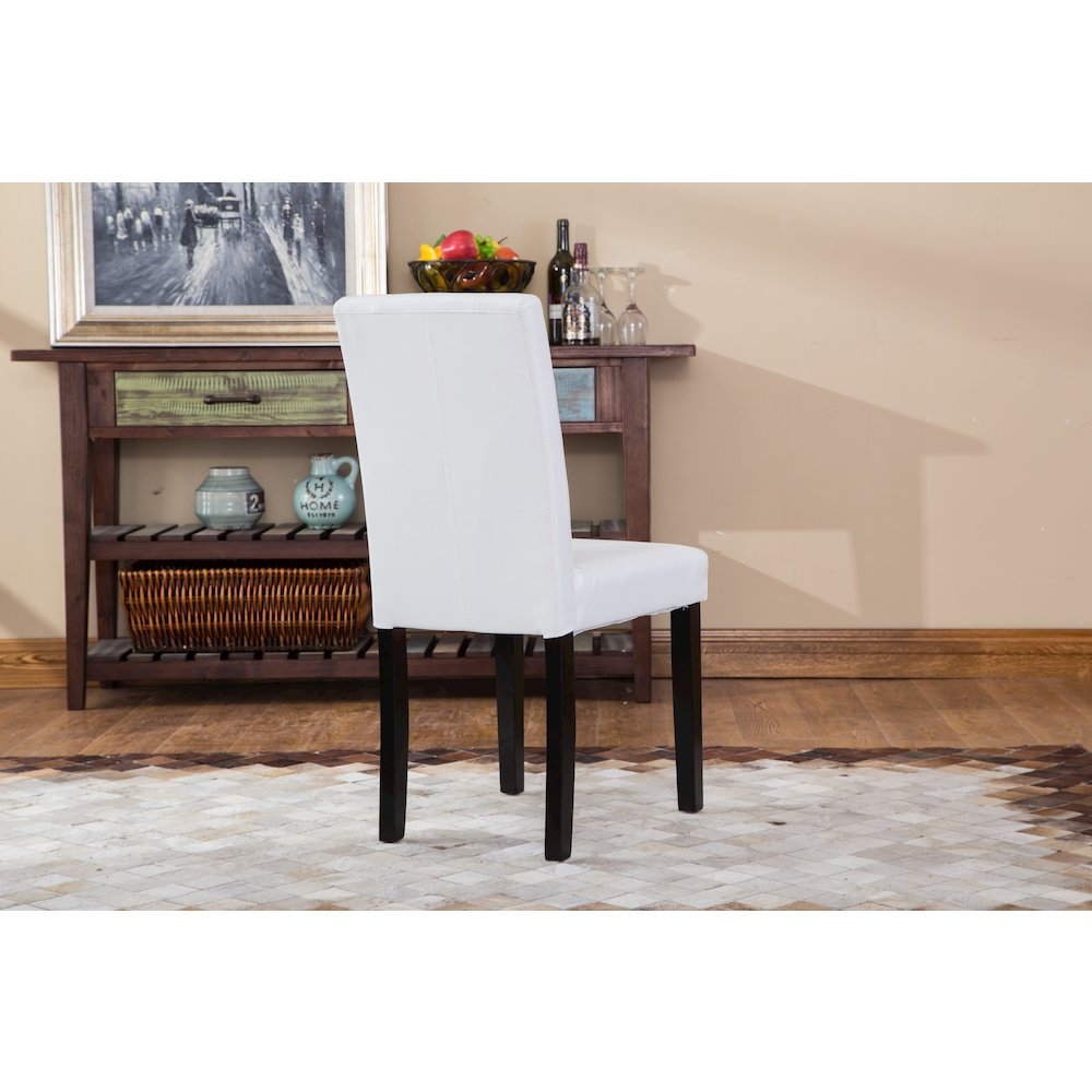 Urban Style Solid Wood Leatherette Padded Parson Chair, White, Set of 2. Picture 7