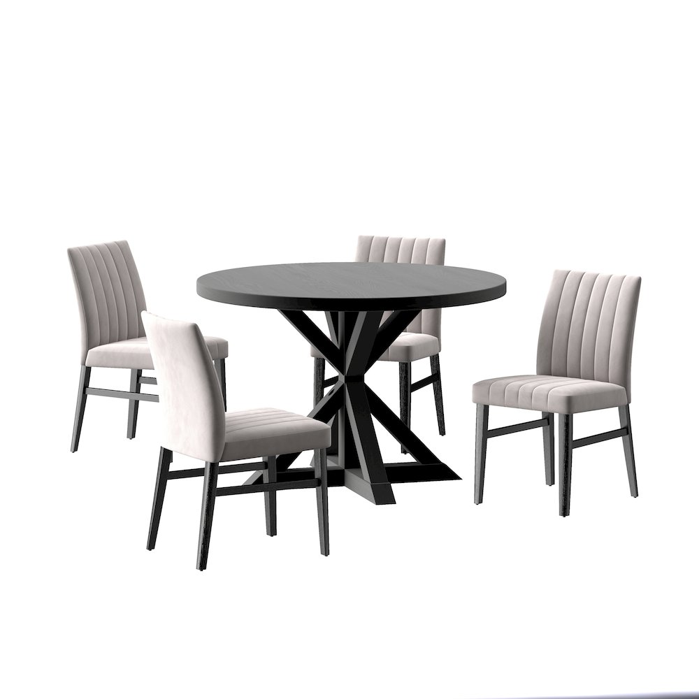 Walton 5-Piece Round Cross-Buck Table with 4 Side Chairs. Picture 1