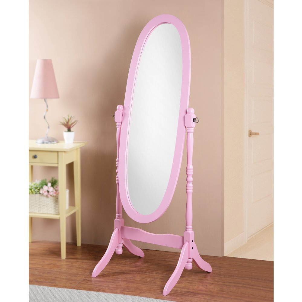 Audi Traditional Queen Anna Style Wood Floor Cheval Mirror, Pink Finish. Picture 2
