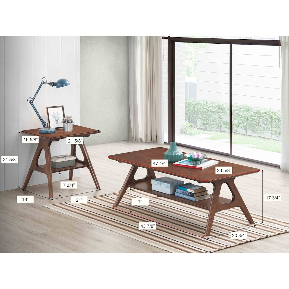 Arona Mid-Century Modern Wood 3-Pc Coffee Table Set. Picture 12