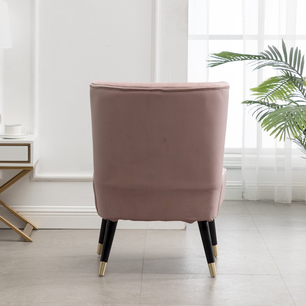 Elon Contemporary Velvet Upholstered Accent Chair, Pink. Picture 6