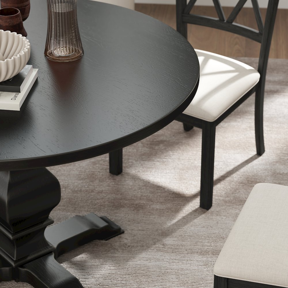 Havre Pedestal Base Round Dining Table. Picture 3