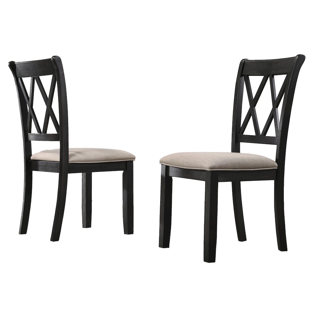 Windvale Fabric Upholstered Dining Chair in Black, Set of 2. Picture 1