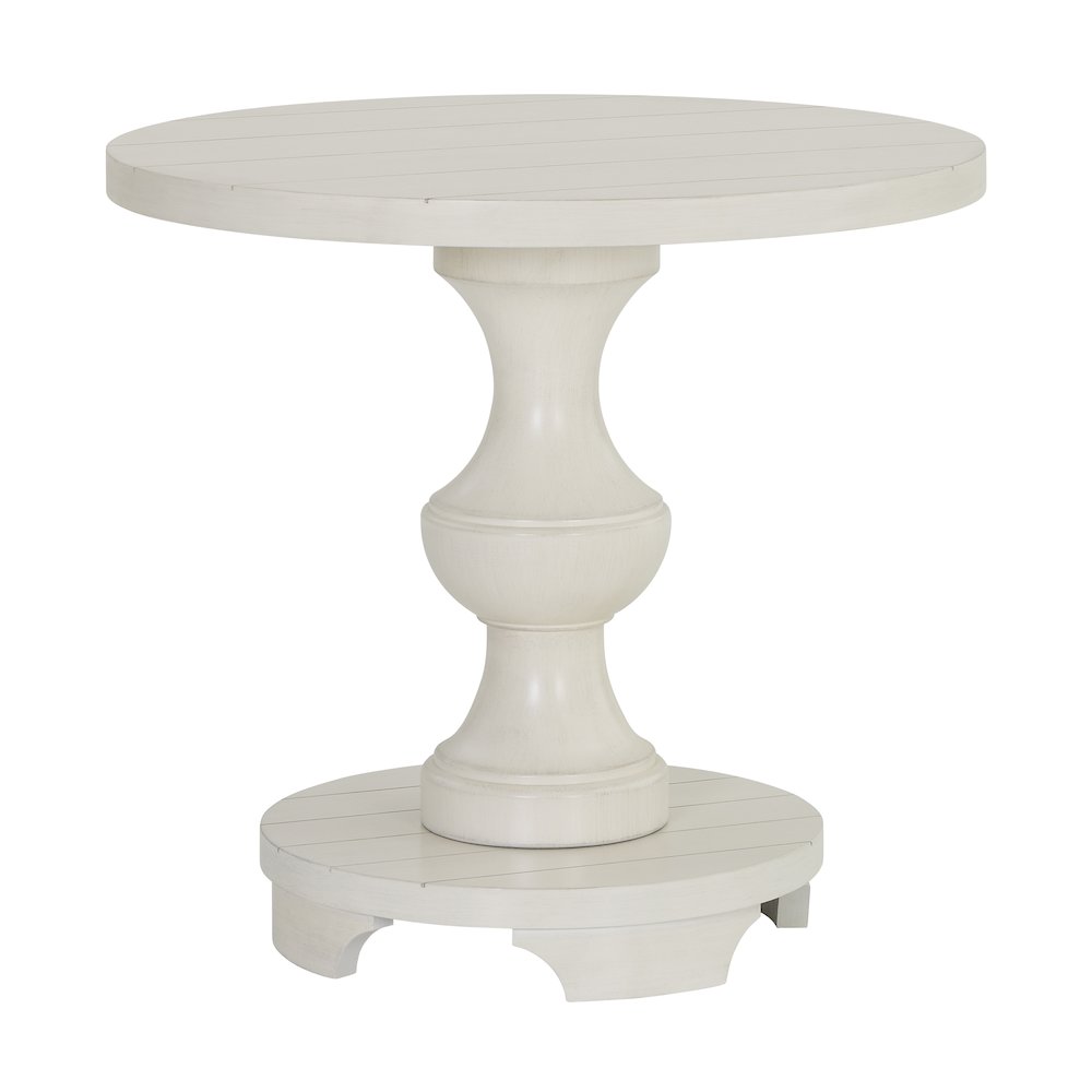 Caesar Traditional Round Pedestal End Table, White. Picture 7