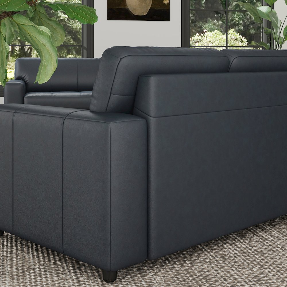 Sakan Leather Upholstered Loveseat, Blue. Picture 9