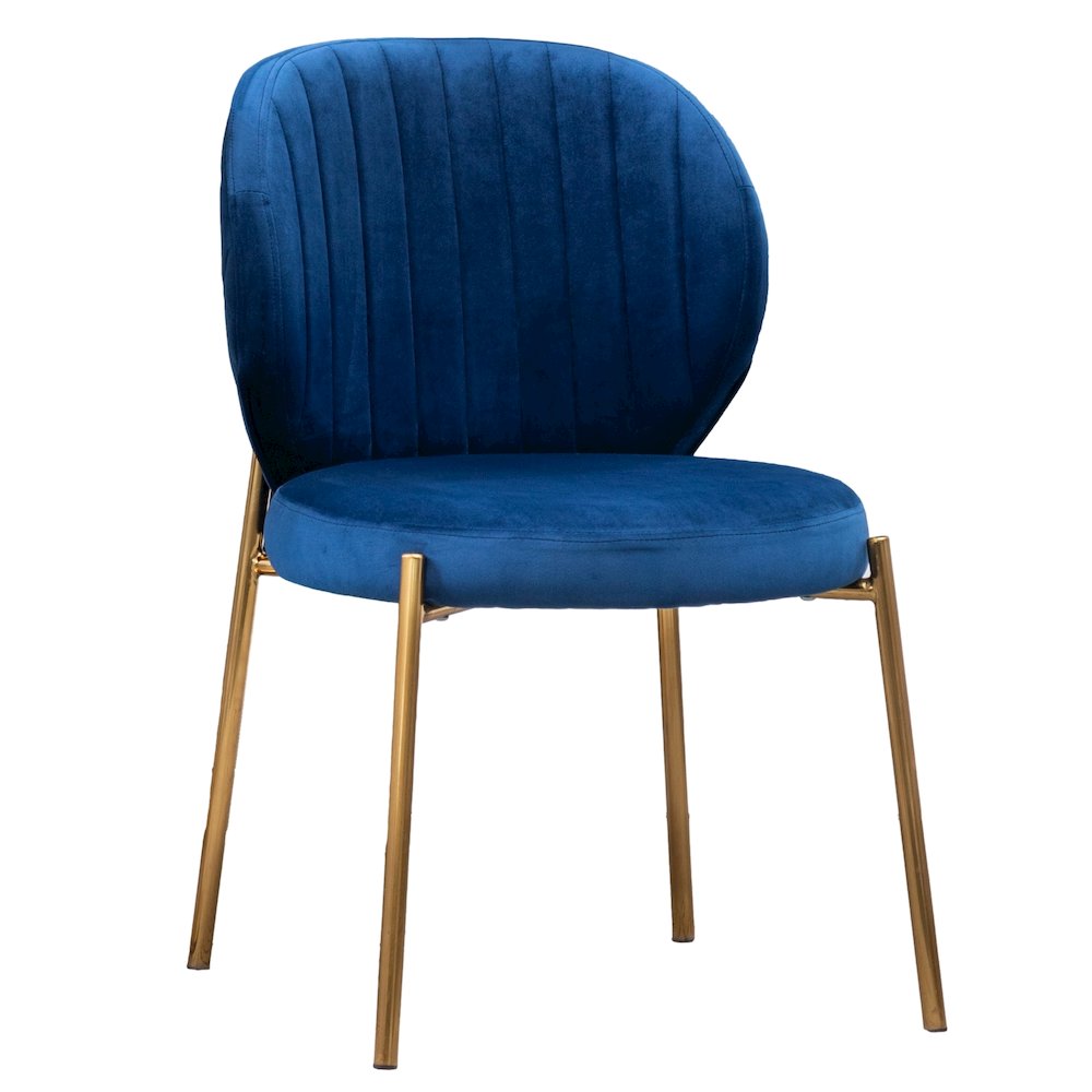Amoa Contemporary 3-Pc Dining Set, White Round Dining Table and 2 Chairs, Blue. Picture 15