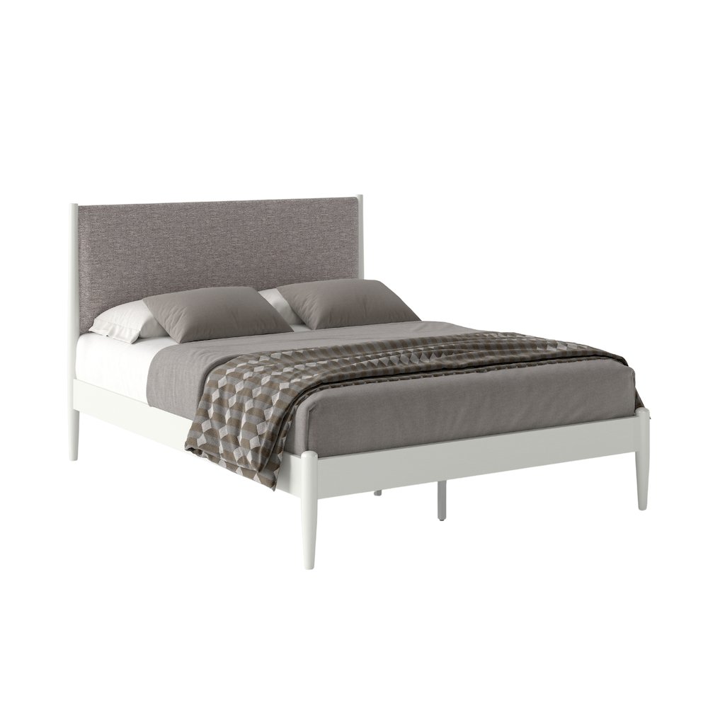 Feeney Rubberwood Platform Bed, Cream White, Queen. Picture 1