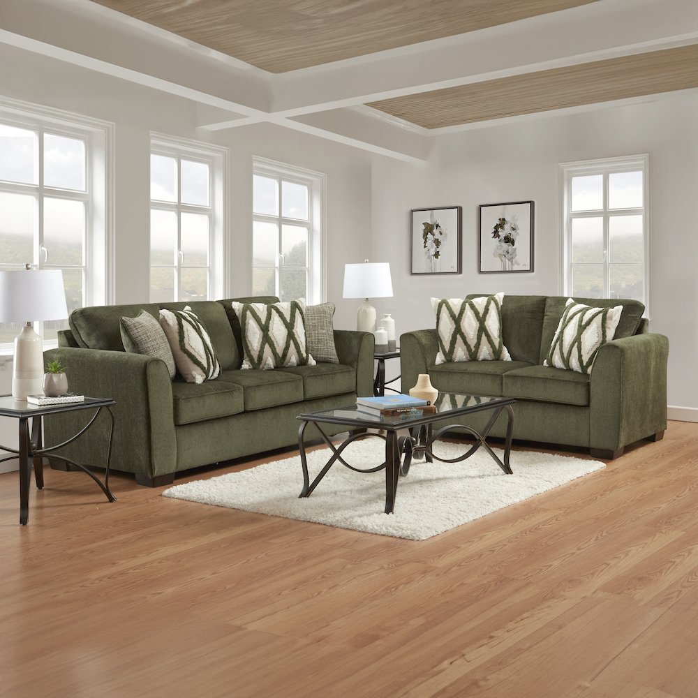 Marvella Living Room Sofa and Loveseat Set, Chenille Upholstery, Accent Pillows. Picture 3