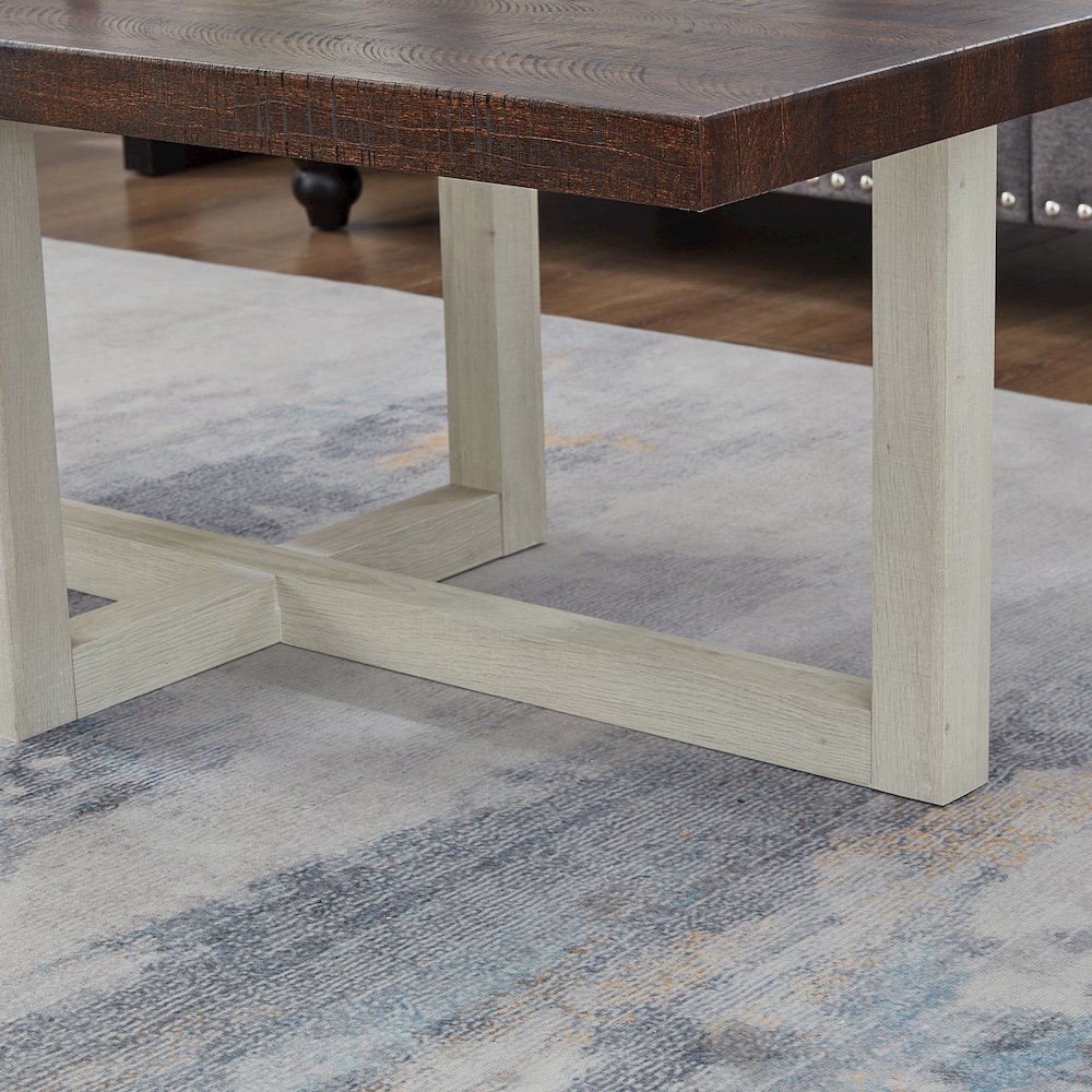 Luno Contemporary Coffee Table, Walnut and White. Picture 4