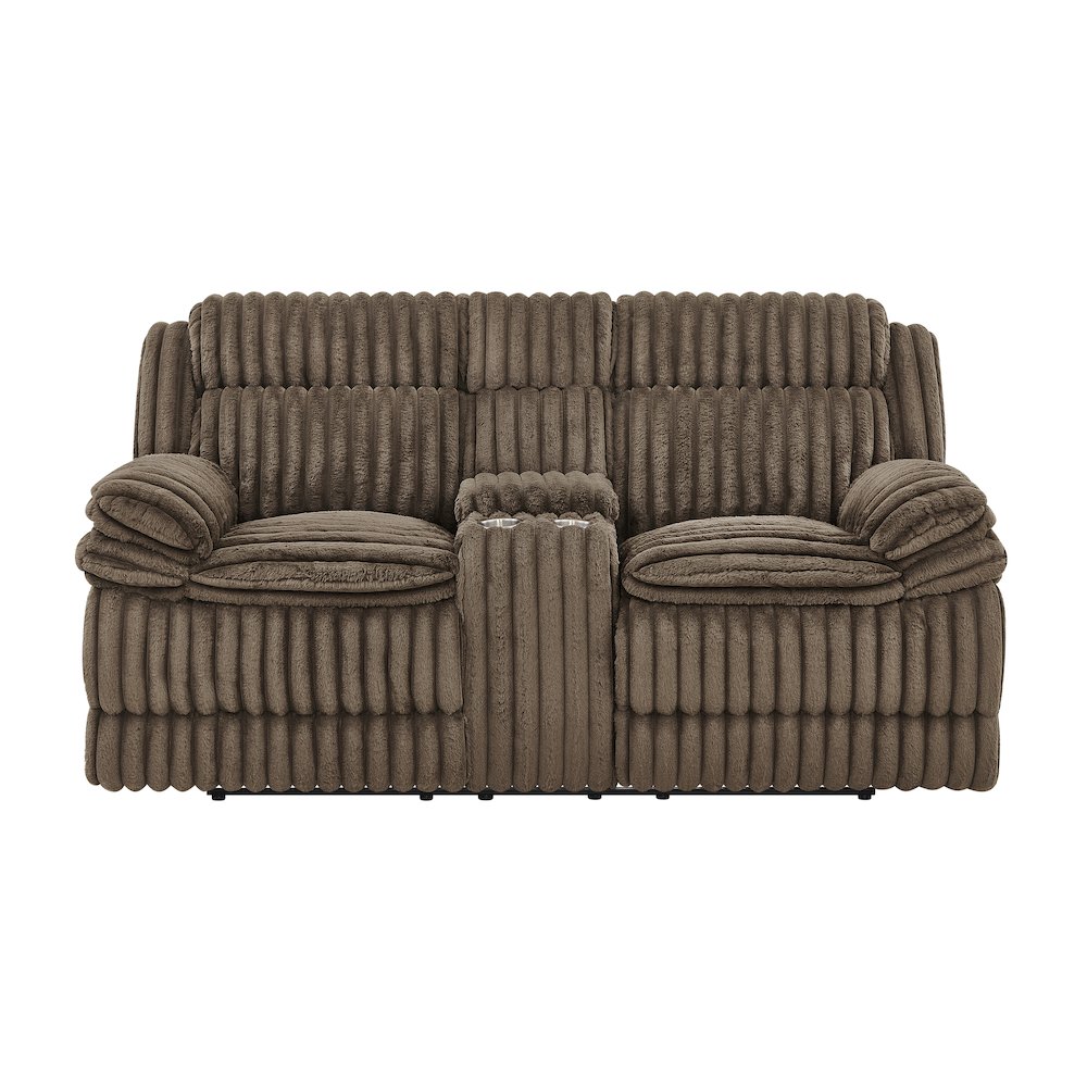 Ardello Manual Reclining Loveseat with Wide-Wale Corduroy, Storage Console. Picture 10