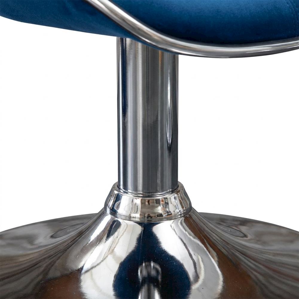 Blue Velvet Upholstered Adjustable Swivel Barstool, Set of 2 with Modern Design. Picture 7