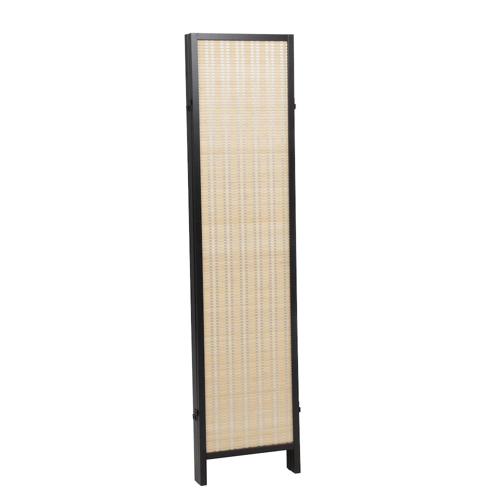 Inkwell 4-Panel Bamboo Room Divider, Folding Screen, Natural with Black Frame. Picture 9