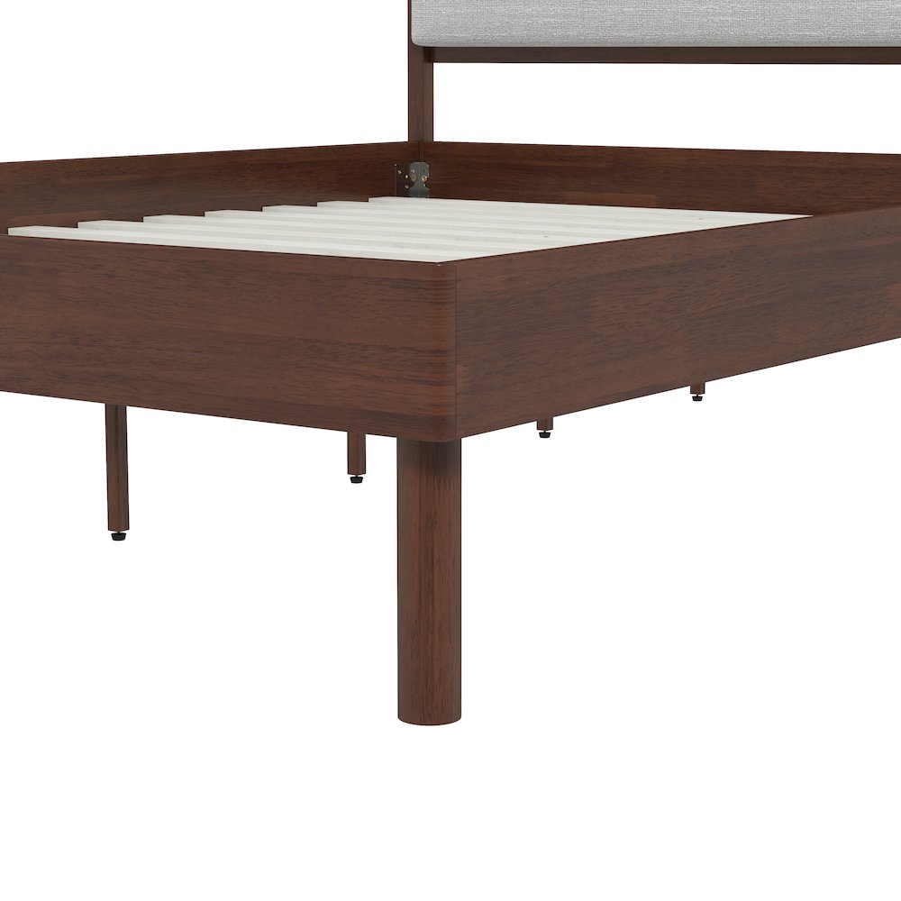 Wyller Rubberwood Platform Bed, Natural Walnut Finish, Queen. Picture 8