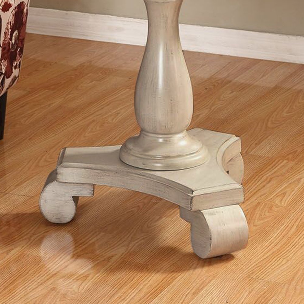 Rene Round Wood Pedestal Side Table, White. Picture 4