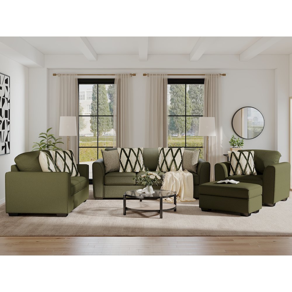 Marvella 4-PC Living Room Set, Sofa, Loveseat, Chair, Ottoman, Chenille. Picture 2
