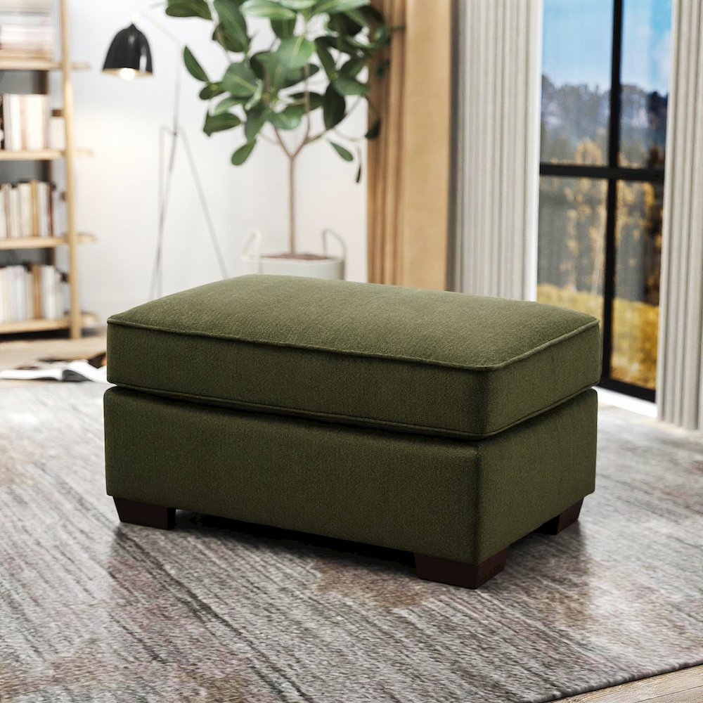 Marvella Living Room Ottoman with Mosswood Chenille Upholstery. Picture 3