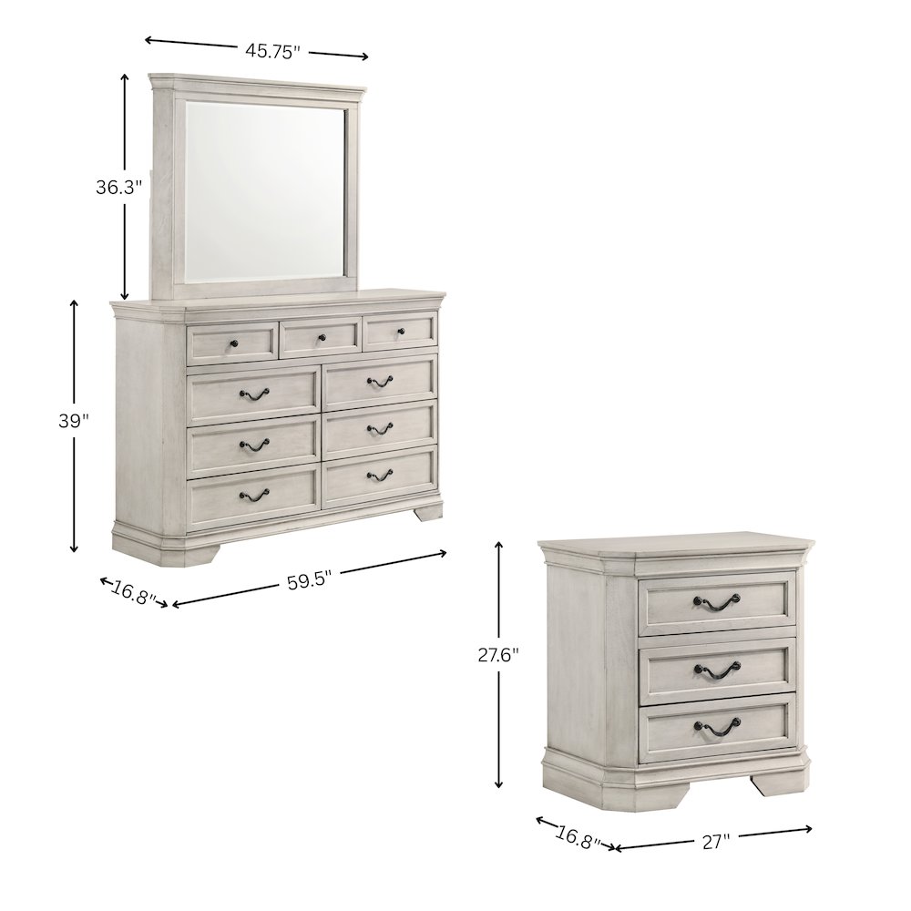 Maderne Wood Panel Bed with Dresser, Mirror, Nightstand, Queen. Picture 16