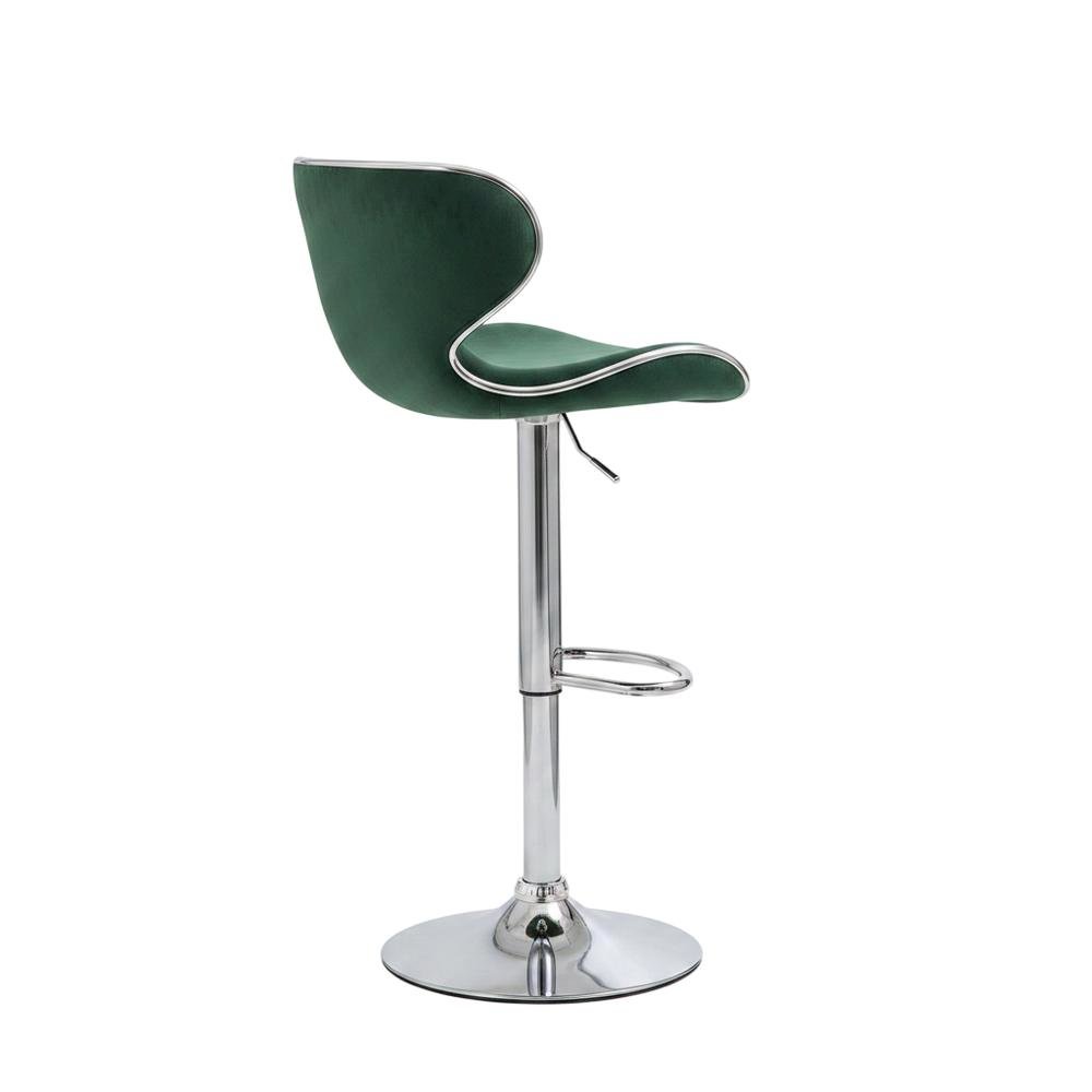 Green Velvet Swivel Barstool Set with Adjustable Height for Home or Bar. Picture 4