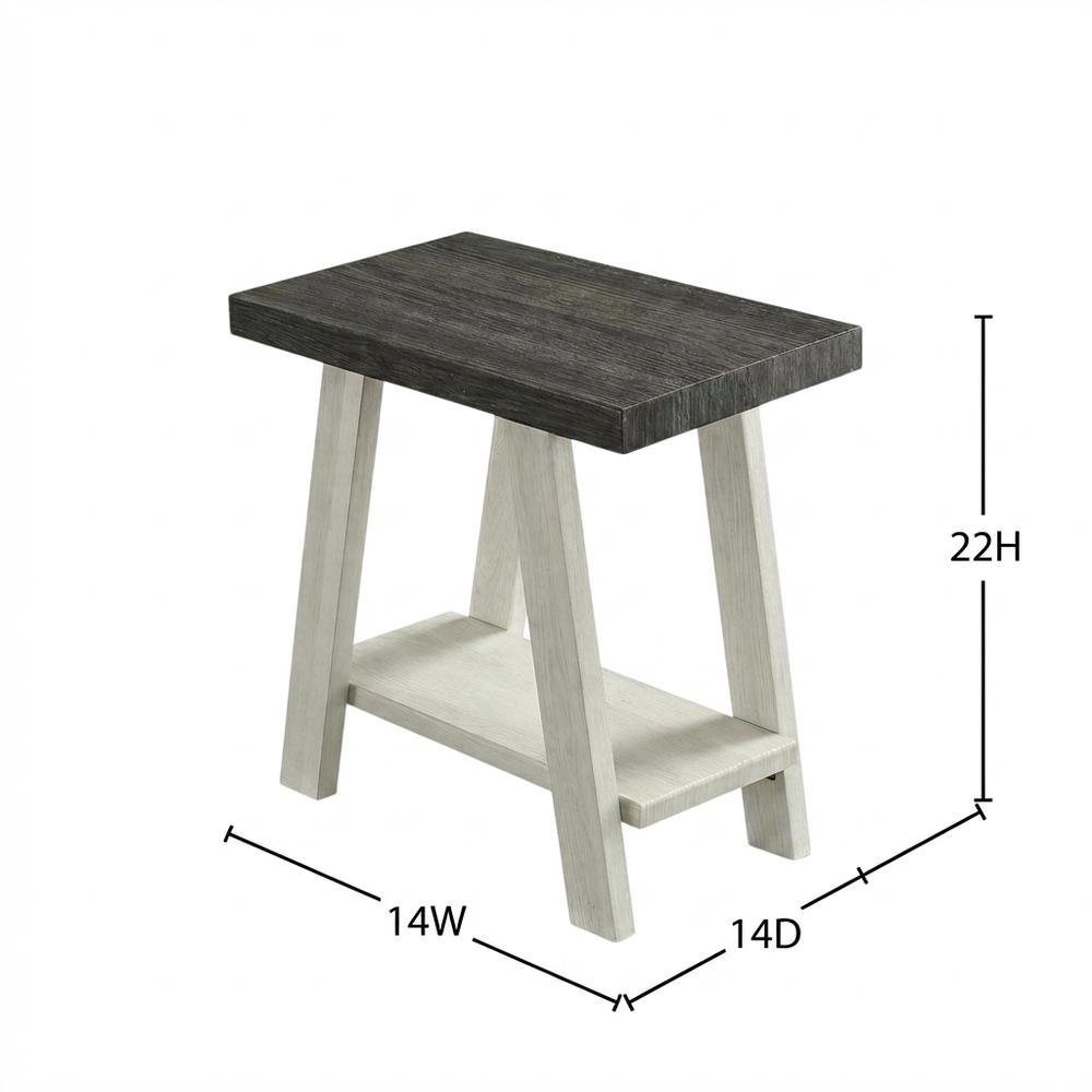 Grey, Side Table, Open Shelf, Quality Build, Durable Wood Frame. Picture 7