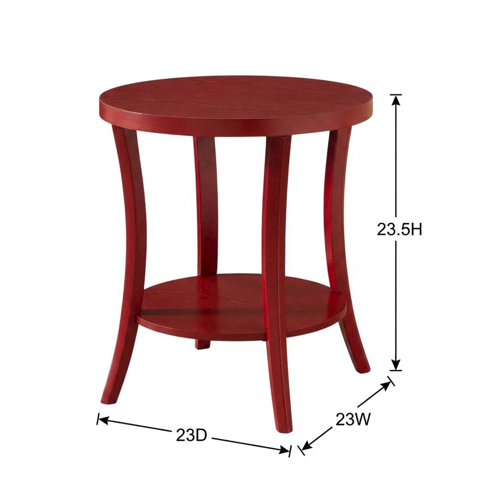 Red round end table with shelf for versatile living spaces. Picture 7